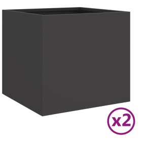 vidaXL Pflanzkübel 2 Stk. Schwarz 32x30x29 cm Kaltgewalzter Stahl