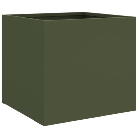 vidaXL Pflanzkübel Olivgrün 32x30x29 cm Kaltgewalzter Stahl