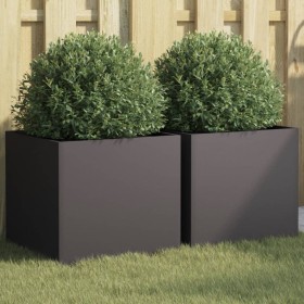 vidaXL Pflanzkübel 2 Stk. Schwarz 42x40x39 cm Kaltgewalzter Stahl