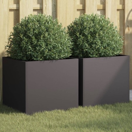 vidaXL Pflanzkübel 2 Stk. Schwarz 42x40x39 cm Kaltgewalzter Stahl