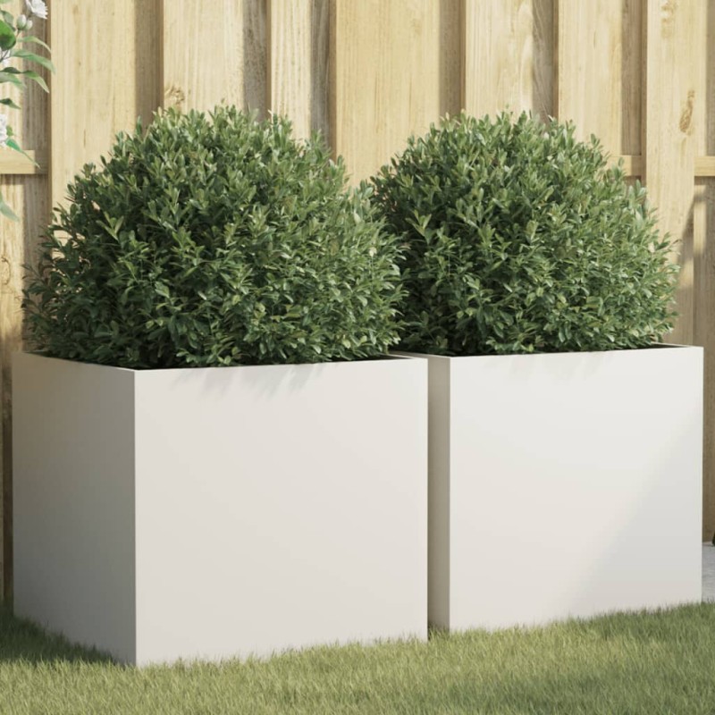 vidaXL Pflanzkübel 2 Stk. Weiß 49x47x46 cm Kaltgewalzter Stahl vidaXL Pflanzkübel 2 Stk. Weiß 49x47x46 cm Kaltgewalzter Stahl