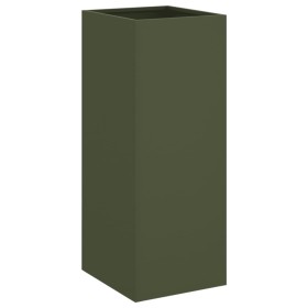 vidaXL Pflanzkübel Olivgrün 32x27,5x75 cm Kaltgewalzter Stahl