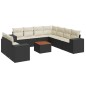 vidaXL 10-tlg. Garten-Sofagarnitur mit Kissen Schwarz Poly Rattan vidaXL 10-tlg. Garten-Sofagarnitur mit Kissen Schwarz Poly Rattan