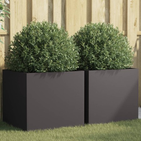 vidaXL Pflanzkübel 2 Stk. Schwarz 49x47x46 cm Kaltgewalzter Stahl