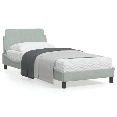 vidaXL Bettgestell mit Kopfteil Hellgrau 90x190 cm Samt
