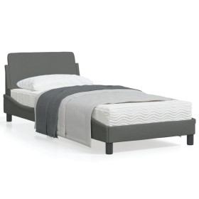 vidaXL Bettgestell mit Kopfteil Dunkelgrau 90x190 cm Stoff