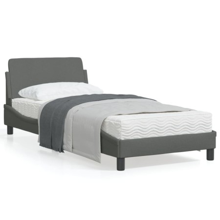 vidaXL Bettgestell mit Kopfteil Dunkelgrau 90x190 cm Stoff