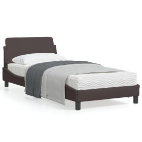 vidaXL Bettgestell mit Kopfteil Dunkelbraun 90x200 cm Stoff