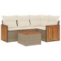 vidaXL 5-tlg. Garten-Sofagarnitur mit Kissen Beige Poly Rattan vidaXL 5-tlg. Garten-Sofagarnitur mit Kissen Beige Poly Rattan