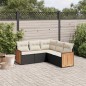 vidaXL 5-tlg. Garten-Sofagarnitur mit Kissen Schwarz Poly Rattan vidaXL 5-tlg. Garten-Sofagarnitur mit Kissen Schwarz Poly Rattan