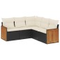 vidaXL 5-tlg. Garten-Sofagarnitur mit Kissen Schwarz Poly Rattan vidaXL 5-tlg. Garten-Sofagarnitur mit Kissen Schwarz Poly Rattan
