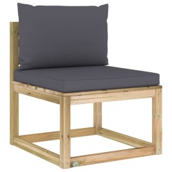 Garten-Mittelsofa mit Kissen Grün Imprägniertes Kiefernholz