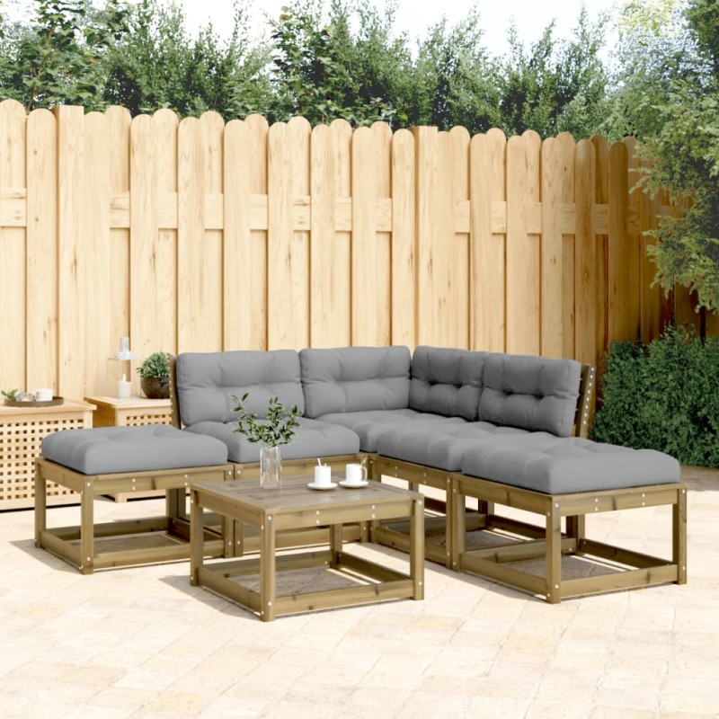 vidaXL 5-tlg. Garten-Sofagarnitur mit Kissen Kiefernholz Imprägniert vidaXL 5-tlg. Garten-Sofagarnitur mit Kissen Kiefernholz Imprägniert