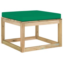 Gartenhocker mit Kissen Grün Imprägniertes Kiefernholz