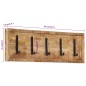 vidaXL Wandgarderobe mit 5 Haken Massivholz Mango vidaXL Wandgarderobe mit 5 Haken Massivholz Mango