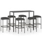 7-tlg. Gartenbar-Set mit Kissen Poly Rattan Grau 7-tlg. Gartenbar-Set mit Kissen Poly Rattan Grau