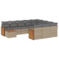 vidaXL 11-tlg. Garten-Sofagarnitur mit Kissen Beige Poly Rattan vidaXL 11-tlg. Garten-Sofagarnitur mit Kissen Beige Poly Rattan