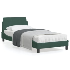 vidaXL Bettgestell mit Kopfteil Dunkelgrün 90x200 cm Samt