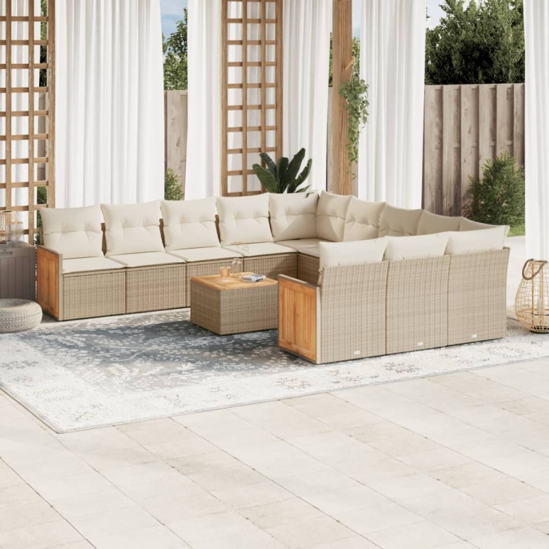 vidaXL 12-tlg. Garten-Sofagarnitur mit Kissen Beige Poly Rattan vidaXL 12-tlg. Garten-Sofagarnitur mit Kissen Beige Poly Rattan
