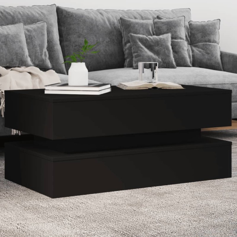 vidaXL Couchtisch mit LED-Leuchten Schwarz 90x50x40 cm vidaXL Couchtisch mit LED-Leuchten Schwarz 90x50x40 cm