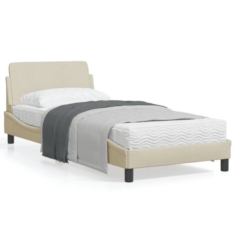 vidaXL Bettgestell mit Kopfteil Creme 90x190 cm Stoff vidaXL Bettgestell mit Kopfteil Creme 90x190 cm Stoff