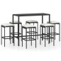 7-tlg. Gartenbar-Set mit Kissen Poly Rattan Schwarz 7-tlg. Gartenbar-Set mit Kissen Poly Rattan Schwarz