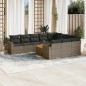 vidaXL 11-tlg. Garten-Sofagarnitur mit Kissen Grau Poly Rattan vidaXL 11-tlg. Garten-Sofagarnitur mit Kissen Grau Poly Rattan