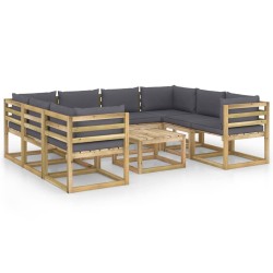 9-tlg. Garten-Lounge-Set mit Kissen Imprägniertes Kiefernholz