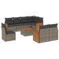 vidaXL 9-tlg. Garten-Sofagarnitur mit Kissen Grau Poly Rattan vidaXL 9-tlg. Garten-Sofagarnitur mit Kissen Grau Poly Rattan