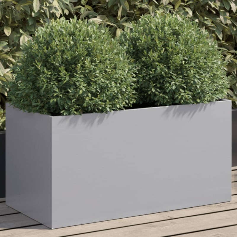 vidaXL Pflanzkübel Silbern 62x30x29 cm Verzinkter Stahl vidaXL Pflanzkübel Silbern 62x30x29 cm Verzinkter Stahl