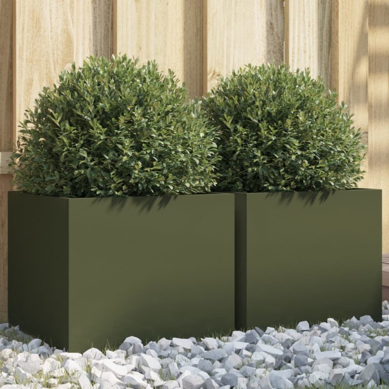 vidaXL Pflanzkübel 2 Stk. Olivgrün 32x30x29 cm Kaltgewalzter Stahl vidaXL Pflanzkübel 2 Stk. Olivgrün 32x30x29 cm Kaltgewalzter Stahl