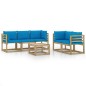 6-tlg. Garten-Lounge-Set mit Hellblauen Kissen 6-tlg. Garten-Lounge-Set mit Hellblauen Kissen