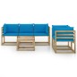 6-tlg. Garten-Lounge-Set mit Hellblauen Kissen 6-tlg. Garten-Lounge-Set mit Hellblauen Kissen