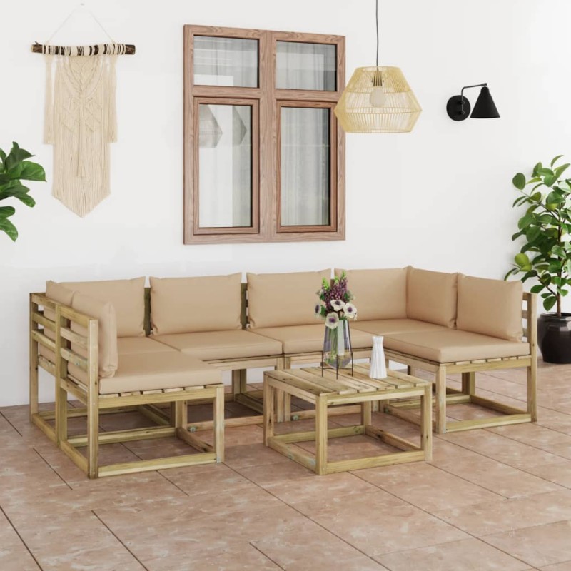 7-tlg. Garten-Lounge-Set mit Kissen Imprägniertes Kiefernholz 7-tlg. Garten-Lounge-Set mit Kissen Imprägniertes Kiefernholz