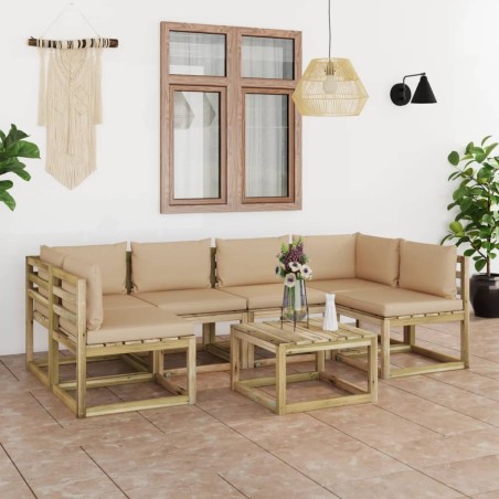 7-tlg. Garten-Lounge-Set mit Kissen Imprägniertes Kiefernholz