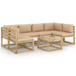 7-tlg. Garten-Lounge-Set mit Kissen Imprägniertes Kiefernholz