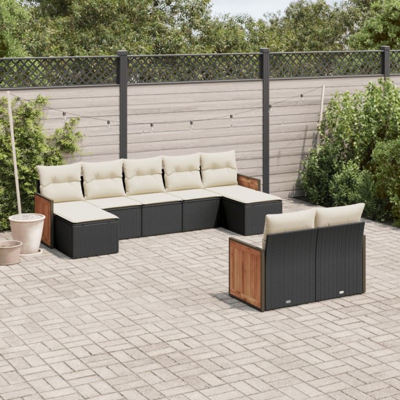 vidaXL 9-tlg. Garten-Sofagarnitur mit Kissen Schwarz Poly Rattan vidaXL 9-tlg. Garten-Sofagarnitur mit Kissen Schwarz Poly Rattan