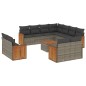 vidaXL 12-tlg. Garten-Sofagarnitur mit Kissen Grau Poly Rattan vidaXL 12-tlg. Garten-Sofagarnitur mit Kissen Grau Poly Rattan