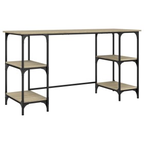 vidaXL Schreibtisch Sonoma-Eiche 140x50x75 cm Metall Holzwerkstoff