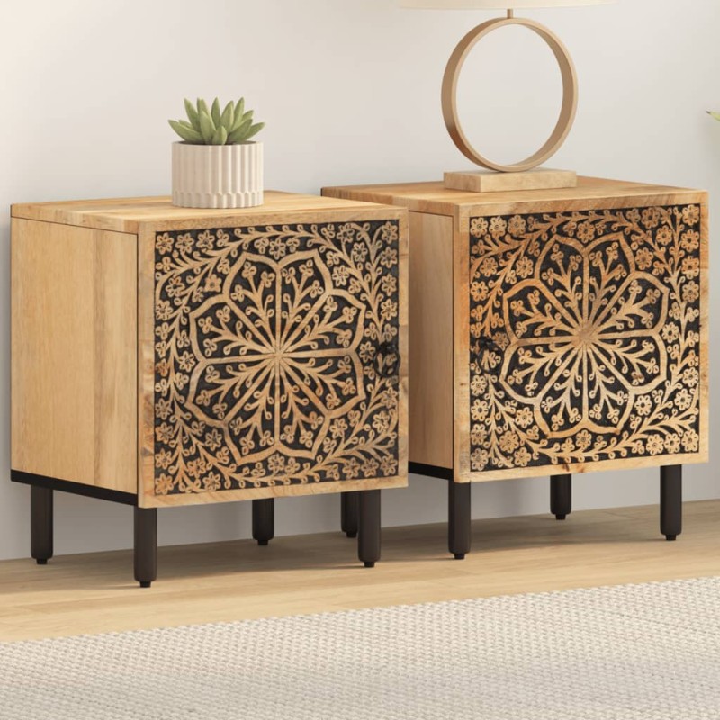 vidaXL Nachttische 2 Stk. 40x33x46 cm Massivholz Mango vidaXL Nachttische 2 Stk. 40x33x46 cm Massivholz Mango