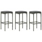 4-tlg. Gartenbar-Set mit Kissen Poly Rattan Grau 4-tlg. Gartenbar-Set mit Kissen Poly Rattan Grau