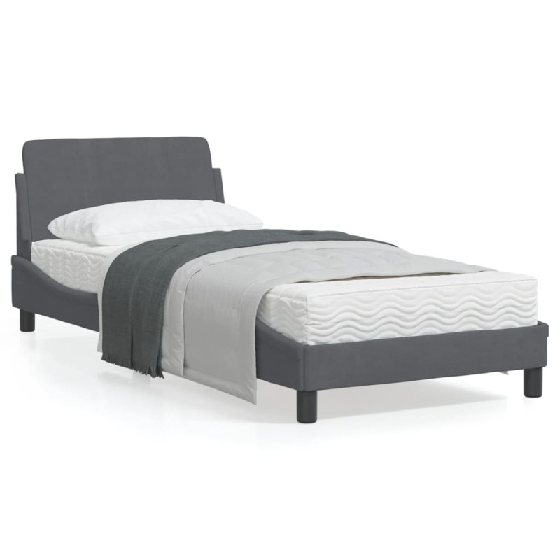 vidaXL Bettgestell mit Kopfteil Dunkelgrau 90x190 cm Samt vidaXL Bettgestell mit Kopfteil Dunkelgrau 90x190 cm Samt