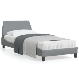 vidaXL Bettgestell mit Kopfteil Hellgrau 90x190 cm Stoff