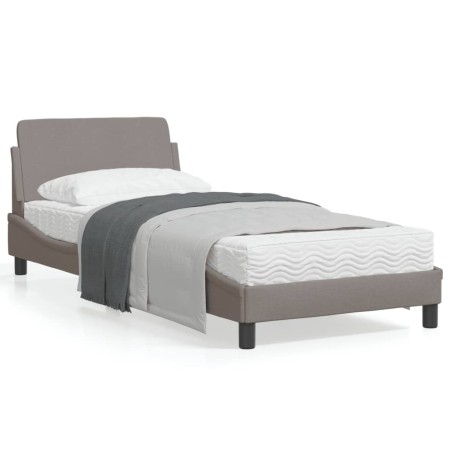 vidaXL Bettgestell mit Kopfteil Taupe 90x200 cm Stoff