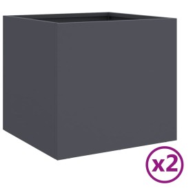 vidaXL Pflanzkübel 2 Stk. Anthrazit 32x30x29 cm Kaltgewalzter Stahl