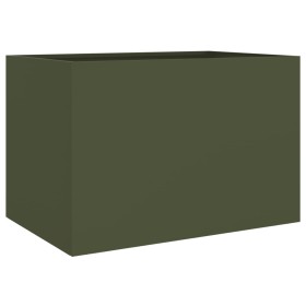vidaXL Pflanzkübel Olivgrün 62x47x46 cm Kaltgewalzter Stahl