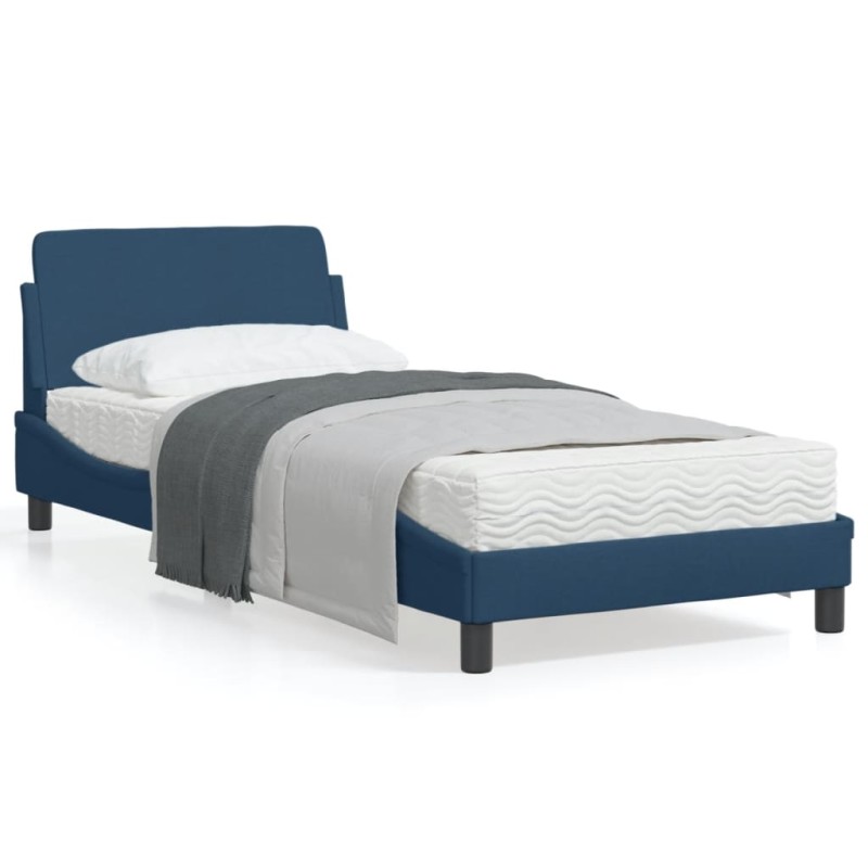vidaXL Bettgestell mit Kopfteil Blau 90x190 cm Stoff vidaXL Bettgestell mit Kopfteil Blau 90x190 cm Stoff