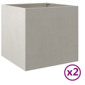 vidaXL Pflanzkübel 2 Stk. Silbern 49x47x46 cm Edelstahl