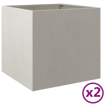 vidaXL Pflanzkübel 2 Stk. Silbern 49x47x46 cm Edelstahl