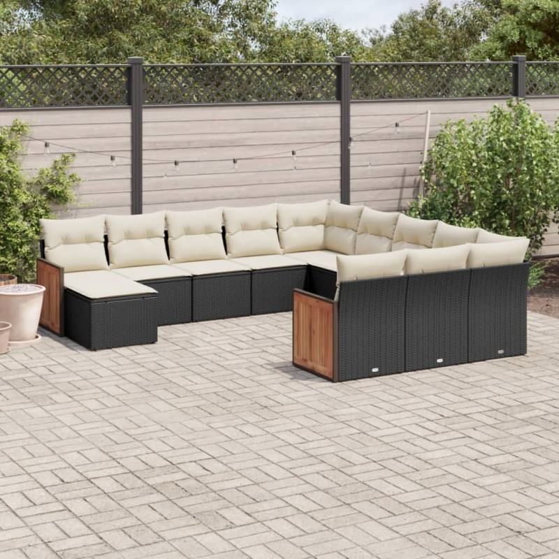 vidaXL 12-tlg. Garten-Sofagarnitur mit Kissen Schwarz Poly Rattan vidaXL 12-tlg. Garten-Sofagarnitur mit Kissen Schwarz Poly Rattan
